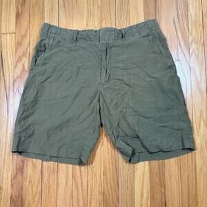 Vintage Polo Ralph Lauren Shorts Men's Size 36 Olive Green Linen Silk Drawstring